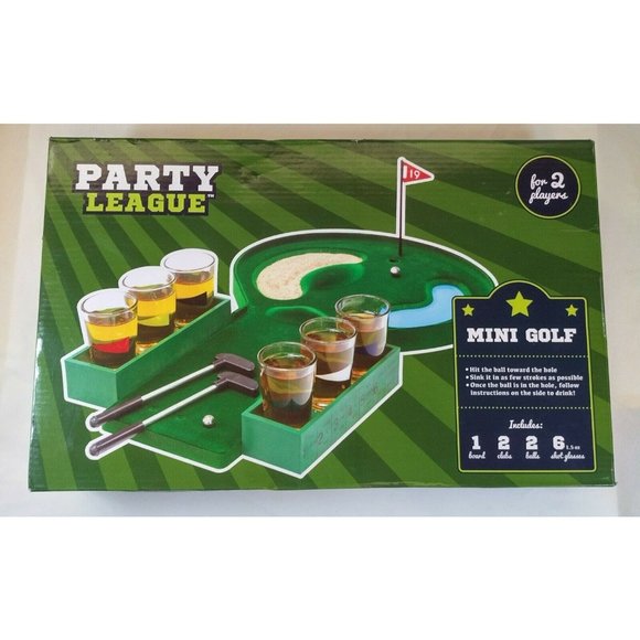 Party League Mini Golf Drinking Game w/ 6 Shot Glasses. Not for alcoholic drinks - Picture 1 of 12
